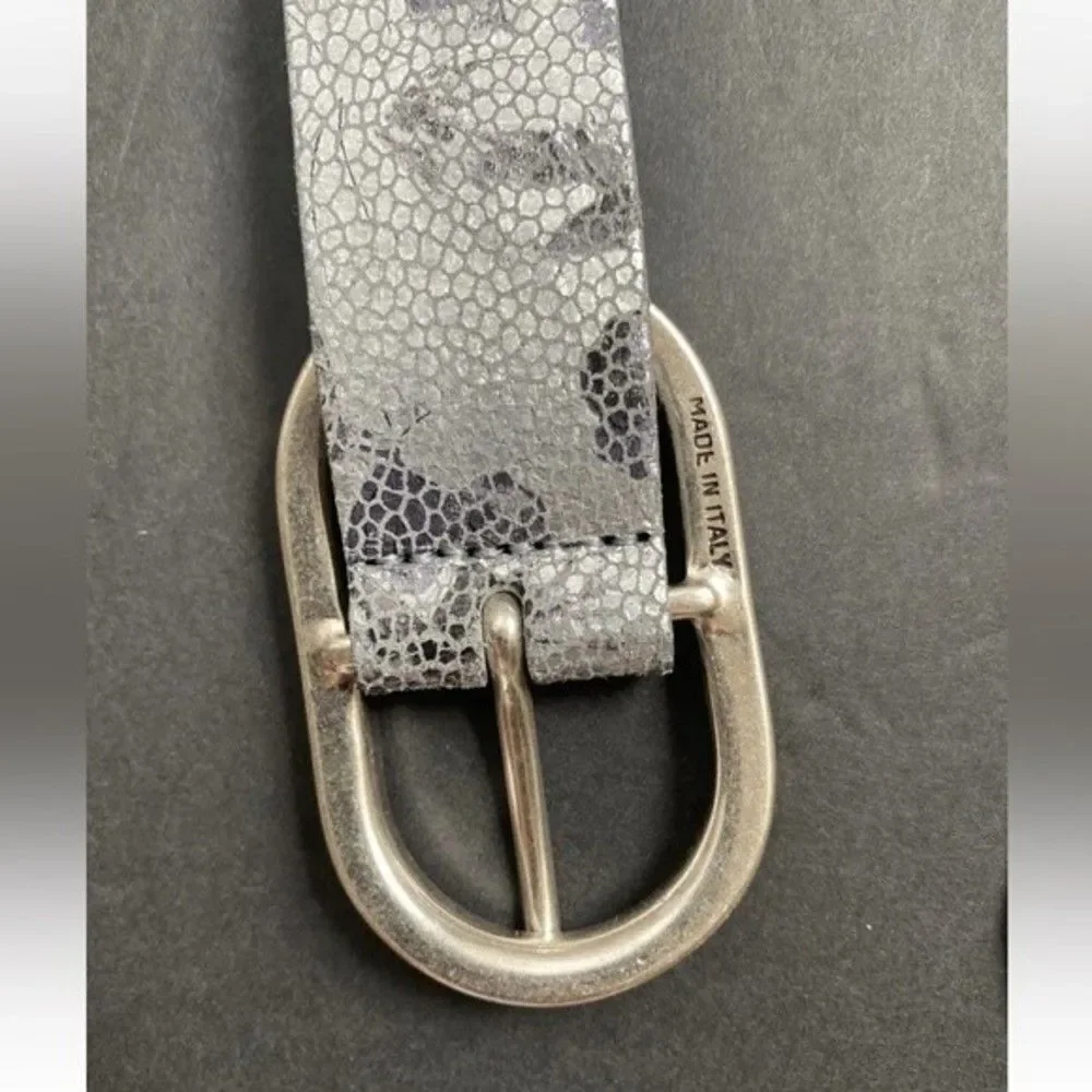 Free People Vanzetti Belt Silver Print Real Leather Germany/ Italy Made New